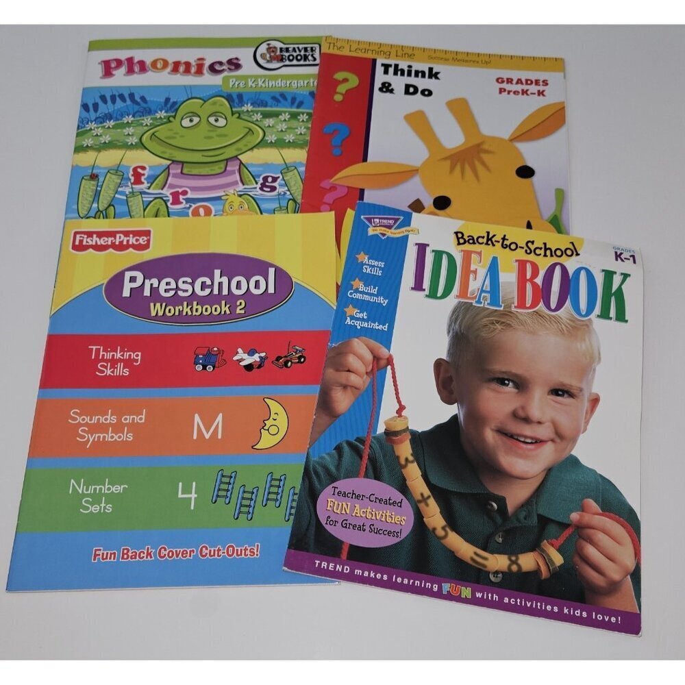 4 Preschool Pre-K Kindergarten K-1 Activity Book Workbook Lot NEVER USED Phonics